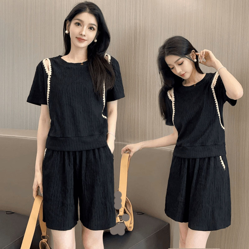 Blouse Off Shoulder - Koreaanse mode off-shoulder T-shirts tweedelige set