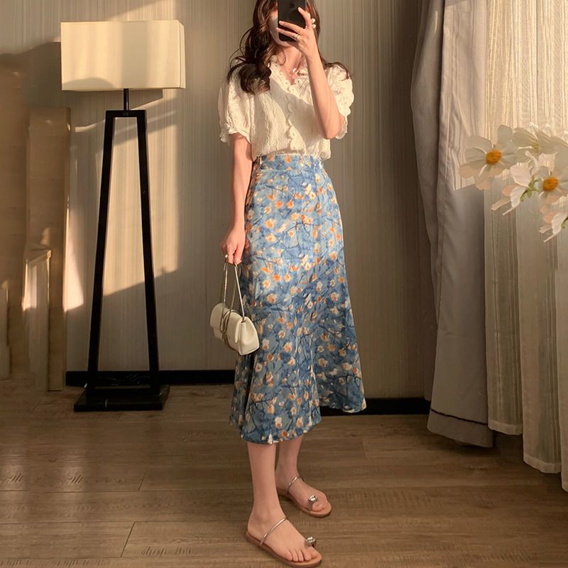 Midi Skirt Floral - Zomerset voor dames: kanten top en