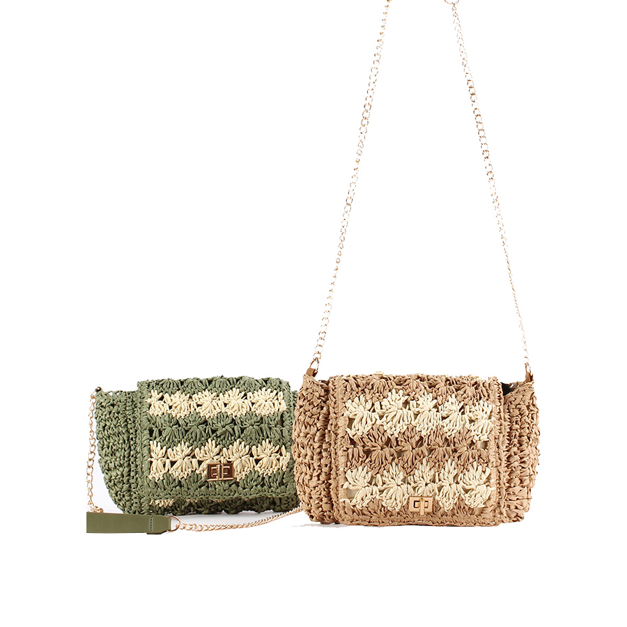 Crochet Bag Raffia - Strooien crossbodytassen voor dames, zomerse patchwork