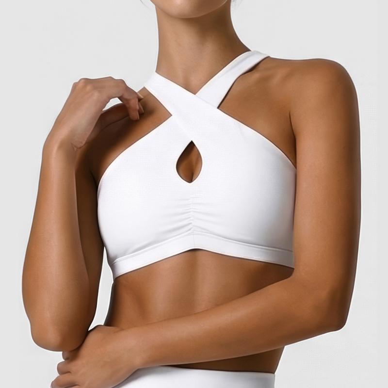 Crop Top Crochet - Dames zacht sportondergoed effen kleur hoge