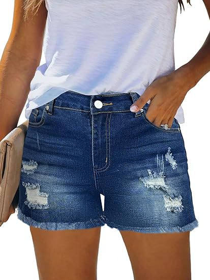 Shorts Denim Frayed - Casual vintage denim shorts met hoge