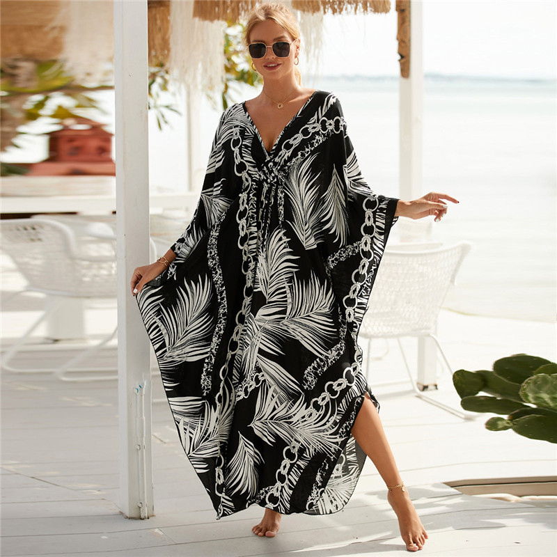 Cover Up Kaftan - Grote maten dames dierenprint V-hals Batwing