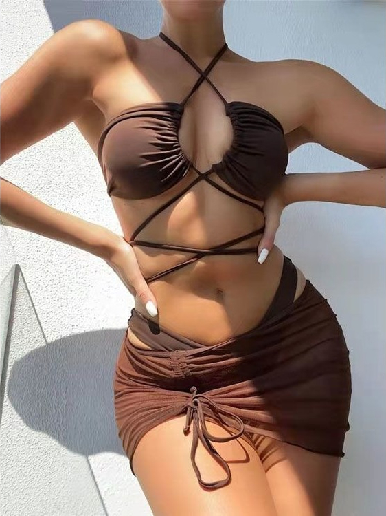 Swimsuit Bikini Ruched - Dames High Waist Split Bikini 2026