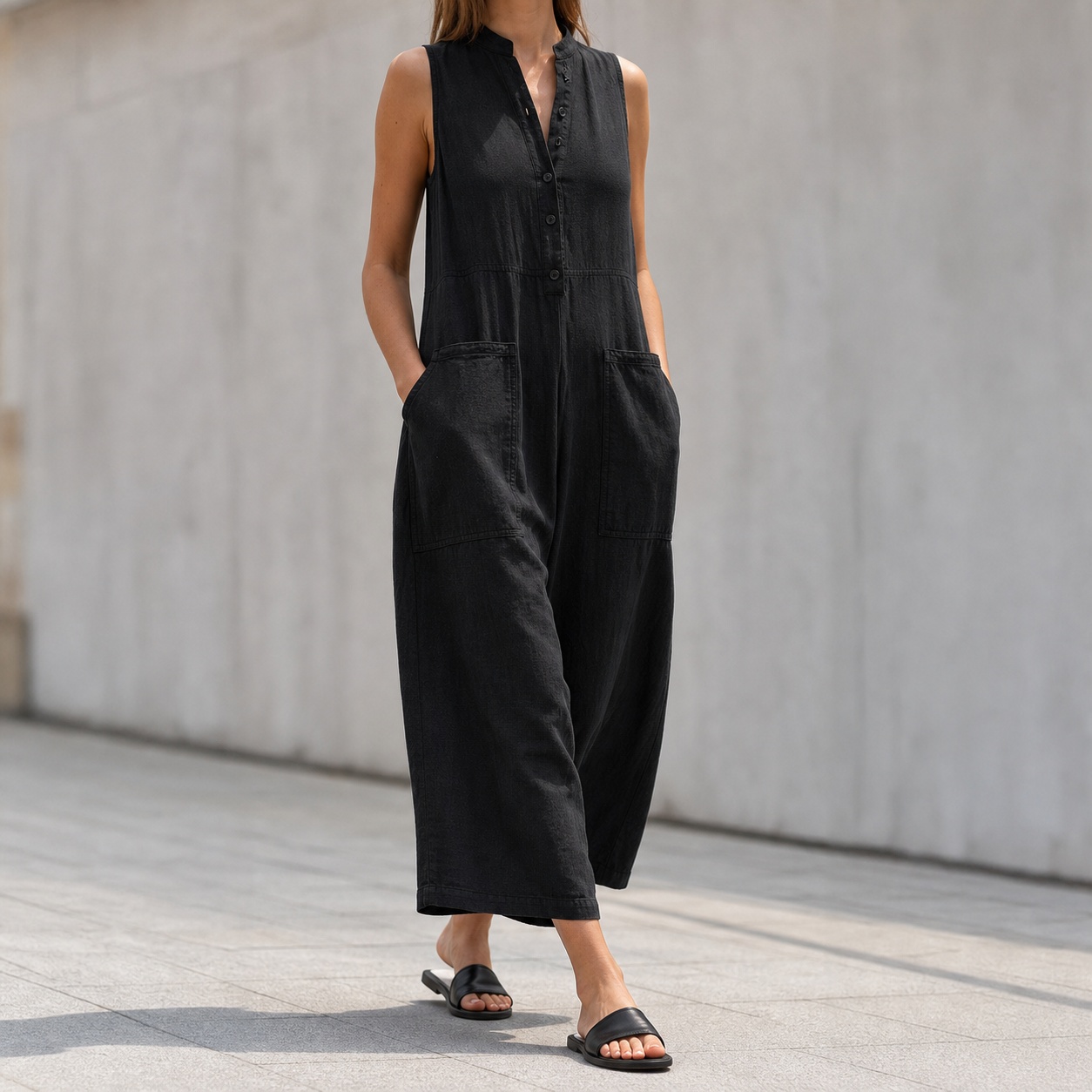 Dames- en vrouwelijke mouwloze - Jumpsuit Linen Relaxed recensie en prijs