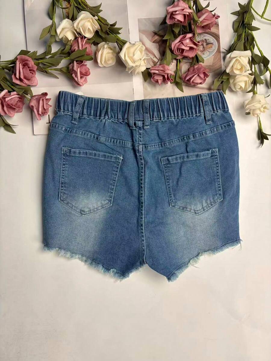 Dames elastische tailleband me - Shorts Denim Frayed recensie en prijs