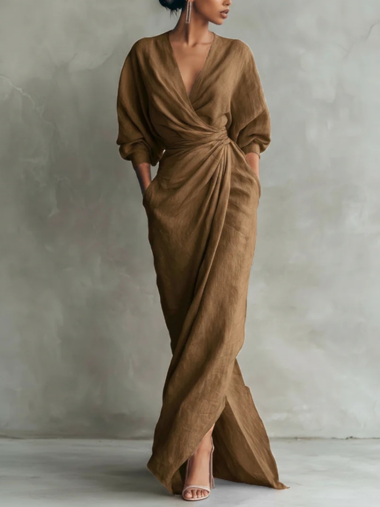 Dames linnenmix wikkeljurk met - Linen Dress Wrap recensie en prijs