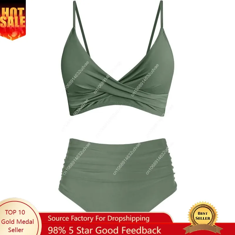 Dames bikiniset met hoge taill - Swimsuit Bikini Ruched recensie en prijs
