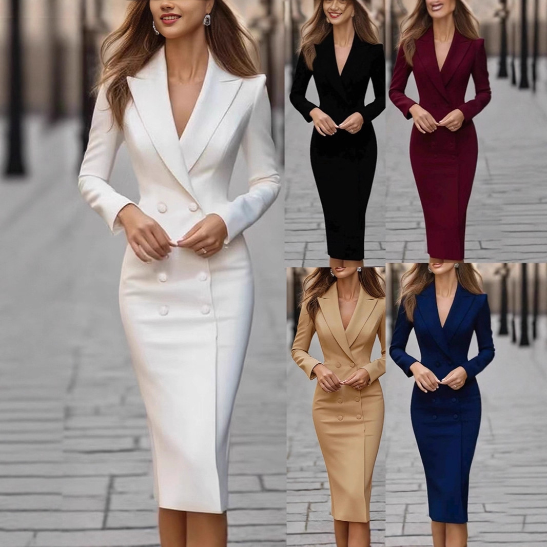 Pure Color Slim Double Breaste - Linen Dress Wrap recensie en prijs