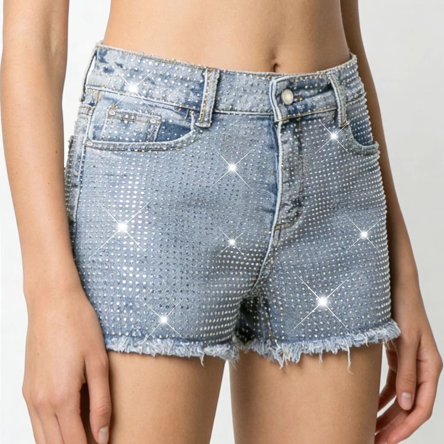 2026 Nieuwe Volledig Met Juwel - Shorts Denim Frayed recensie en prijs