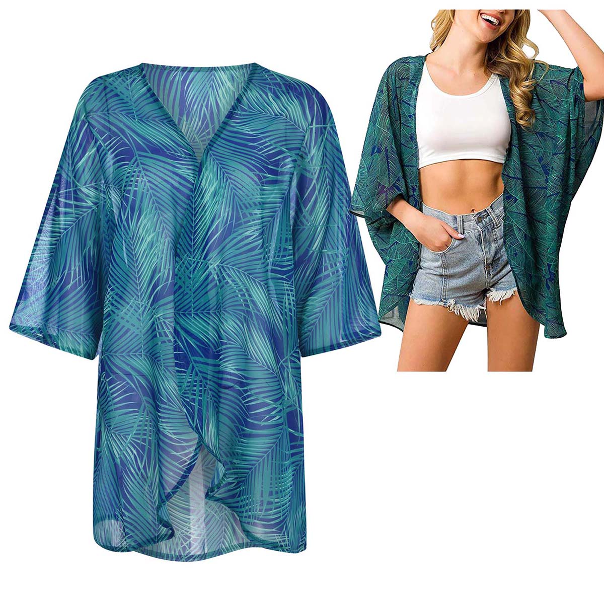 Dames losse pure chiffon kimon - Kimono Sheer Floral recensie en prijs