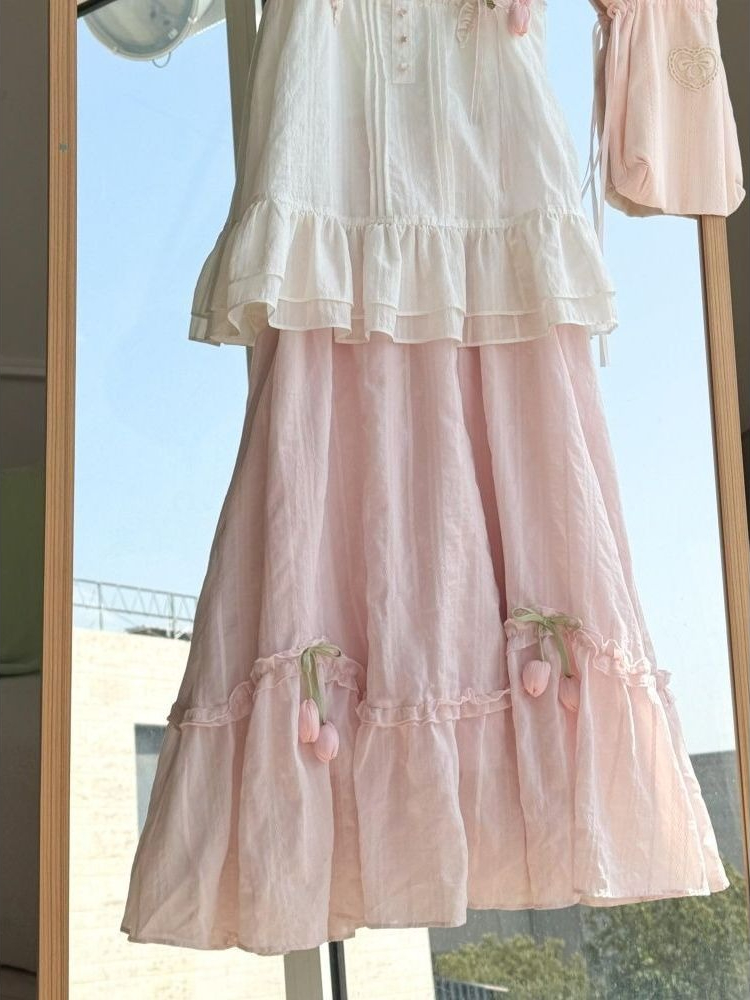 Zoete Kawaii Ruffle Trim Tulip - Midi Skirt Floral recensie en prijs